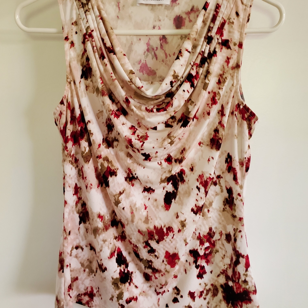 Painted Look Sleeveless Cowl Neck Top